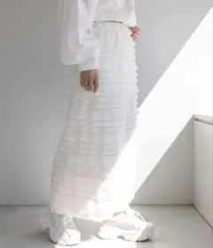 OLIVE des OLIVE オリーブデオリーブ カットフリルロングスカート