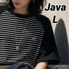 新品《JaVaジャバコラボ》綿100％　胸刺繍　ラグラン　ボーダー　Tシャツ