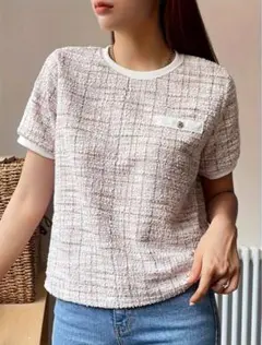 ツイード風 半袖Tシャツ