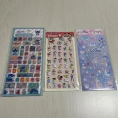 シールまとめ売り　クレヨンしんちゃんぷっくりステッカー　ほっぺちゃん　スティッチ