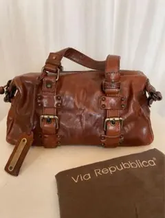 Via Repubblica ブラウンレザー ハンドバッグのサムネイル