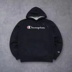 Champion プリントロゴ スウェット フーディ プルオーバー黒XLのサムネイル