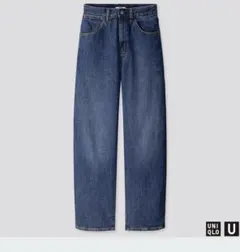 美品UNIQLO Uワイドフィットカーブジーンズ 65 BLUE