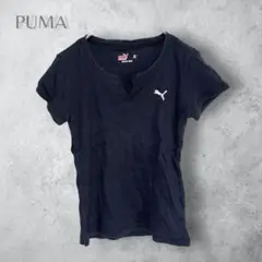 【PUMA プーマ】　リブカットソー　バックプリント　日本製　ワンポイント刺繍