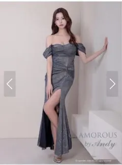 GLAMOROUS by Andy ラメ生地オフショルロングドレス
