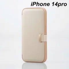 iPhone 14 Pro ソフト レザー スマホ 手帳型 ケース グレージュ