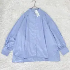 新品✨アースミュージック&エコロジー ラグランボリューム袖ブラウス サックス