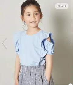 a.v.v フリル付き Tシャツ 120 肩出し　水色のサムネイル