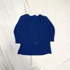 00's vintage ブルー 七分袖ブラウス ポリエステル グランジ y2k
