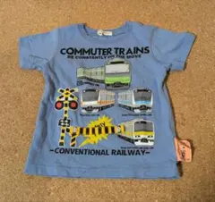 電車デザイン Tシャツ 100cm ライトブルー