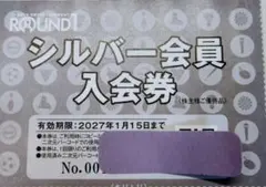 ラウンドワン シルバー会員入会券 2枚