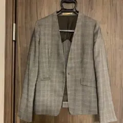 ORIHICA ノーカラージャケットスーツ　チェック