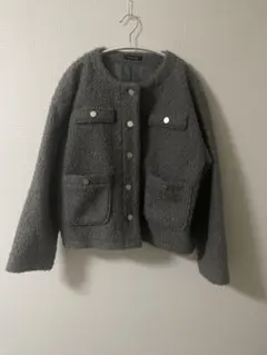 Avail アベイル ノーカラー ボアジャケット アウター グレー