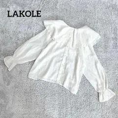 LAKOLE ラコレ【S】2WAYラッフルシアーブラウス ホワイト オフィスのサムネイル