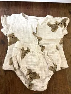 ululu くまブルマセット コットン ガーゼ 新生児 セパレート66cm