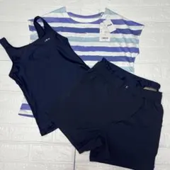 新品タグ付 FILA 水着4点セット 9M ボーダー