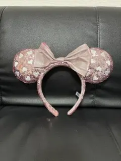 ミニー耳カチューシャ ハート装飾付き　ピンク