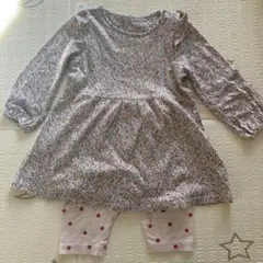 ⑤ベビー　女の子　ユニクロ花柄チュニックと西松屋いちご柄レギンスのセット　90