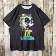 ビッグTシャツ 骸骨 スカル サイケデリック ドクロ 派手 ストリート XL