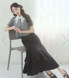 MAJESTIC LEGON キラキラレースアップマーメイドスカート ブラックMのサムネイル
