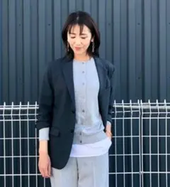 UNIQLO グレー UVカットクールネックカーディガン XL　無地