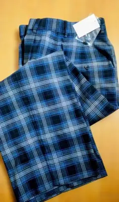 ユナイテッドアローズ青系チェック柄カジュアルパンツ