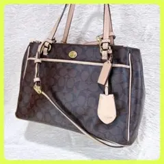 コーチ COACH シグネチャーPVC 2wayトートバッグ A4可 斜めがけ✧