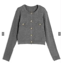 ゴールドボタンケーブルニットカーディガン[fs30]