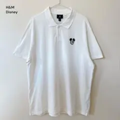 H&M ディズニー 半袖 ポロシャツ 刺繍 ミッキーマウス 白 ホワイト XLのサムネイル