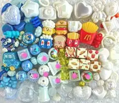 29　青白　ハンバーガー　カスタムビーズ　チャーム　まとめ売り
