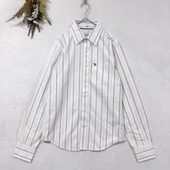 アバクロンビーアンドフィッチ 長袖 シャツ ストライプ ロゴ刺繍 綿100%