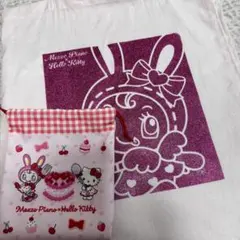 メゾピアノ×ハローキティ ラメプリントトートバッグ エンジェルベリエ　巾着付き