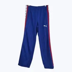 プーマ トラックパンツ ジャージ ブルー サイドライン ロゴ 刺繍 スポーツ