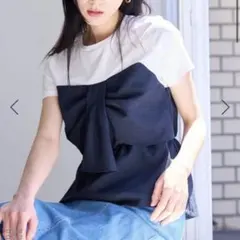 【美easy】ねじりリボンTシャツドッキングプルオーバー