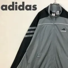 1802 90s アディダス　ジャージ　トラックジャケット　刺繍　ロゴ　グレー