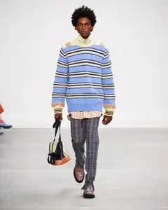 ポールスミス 伊製 定価8,8万 タートルネックニット マルチストライプ柄 M