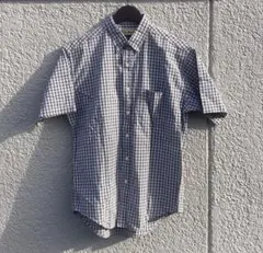 90s L.L.Bean シアサッカー チェック BDシャツ 半袖 ブルー M