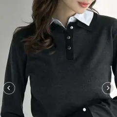 mily bilet レイヤード風シャツダブル襟　ニットプルオーバー