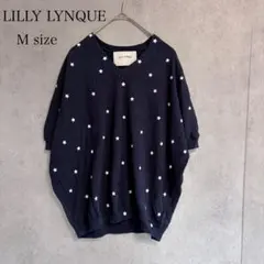 LILLY LYNQUE リリーリン 星柄 ニット M ネイビー 綿100%のサムネイル