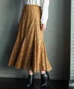 【ROPE' PICNIC】ロペピクニック　レースマーメイドスカート　キャメル