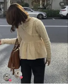 flower jacquard peplum tops カーディガン　セット