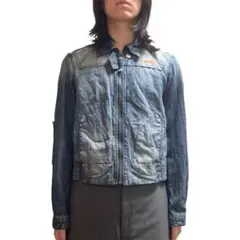 00s archive faded zipup y2k denim jacketのサムネイル