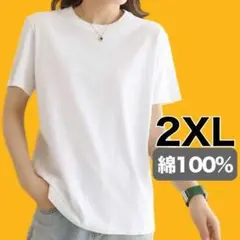 【一点限り】レディース 綿100％ Tシャツ 白 2XL 厚手