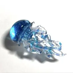 琉球ガラス　くらげ　帯留め　JerryFish 浅葱色　海月　お月見　青　水色
