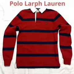 【新品同様】Polo Ralph Laurenラガーシャツ 赤ネイビーストライプ