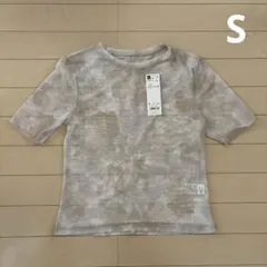 GU シアープリント 半袖 Tシャツ Sサイズ ベージュ