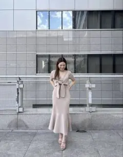rienda リエンダ マーメイドワンピース ベージュ ロング