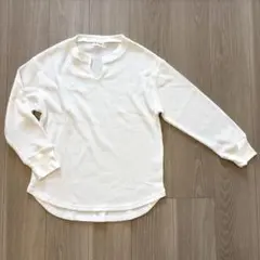 AlmaDesignワッフルキーネック長袖Tシャツ カットソーM