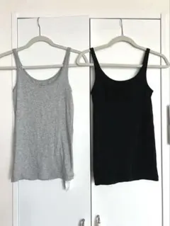 2点セットHanesタンクトップ　グレー黒色　サイズM