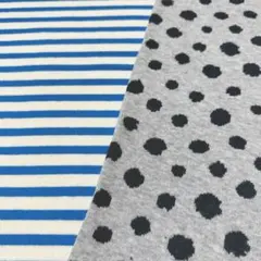 ボーダーx天竺ニット グレーx接結リバーシブルニット ライトブルー ブラック